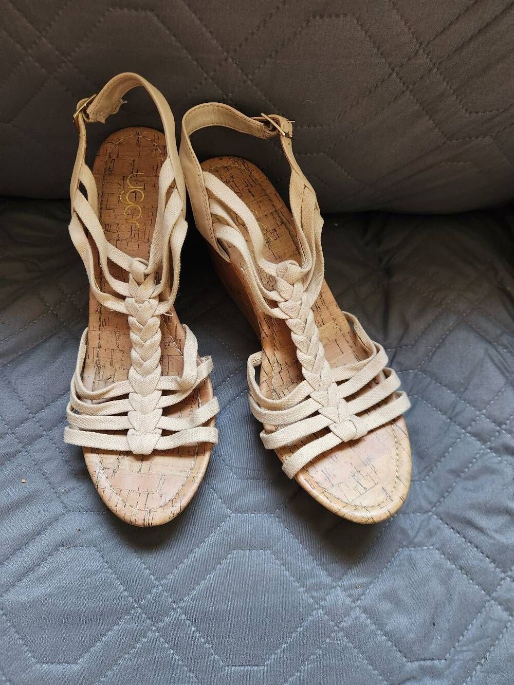Sugar strapy cork wedge sandal size 9. (R)